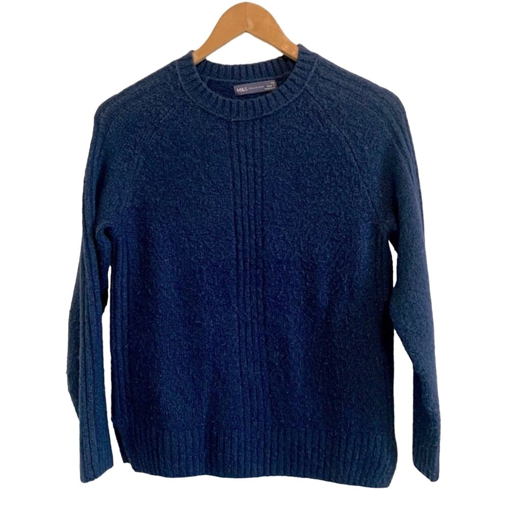 Marks & Spencer Navy Blue Crew Neck Pullover Sweater